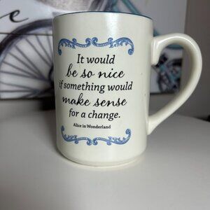 Alice in Wonderland quote mug Disney blue & white